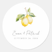 Klassieke Citrus Lemon Summer Wedding Ronde Sticker (Voorkant)
