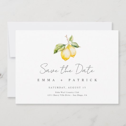 Klassieke Citrus Lemon Summer Wedding Save the Dat Save The Date (Voorkant)