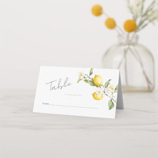 Klassieke Citrus Lemon Zomertafel Nummer Plaatskaartje (Voorkant)