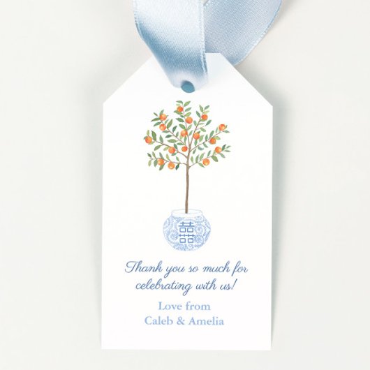 Klassieke Citrus Tree Ginger Jar Wedding Shower Cadeaulabel