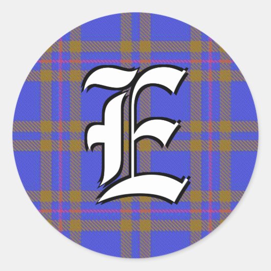 Klassieke Clan Elliot Tartan Monogram Ronde Sticker (Voorkant)