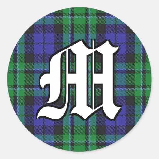 Klassieke Clan MacCallum Tartan Monogram Ronde Sticker (Voorkant)