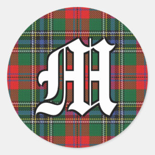 Klassieke Clan MacLean Red Tartan Monogram Ronde Sticker