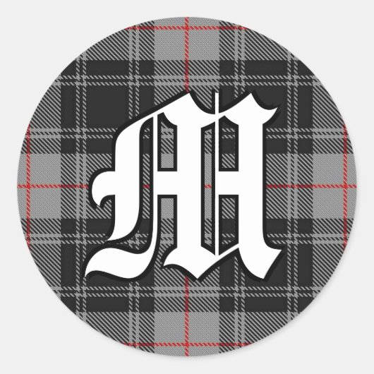 Klassieke Clan Moffat Tartan Monogram Ronde Sticker (Voorkant)