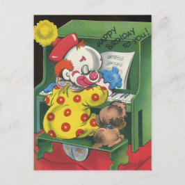 Klassieke clown en hond zingen Happy Birthday Briefkaart