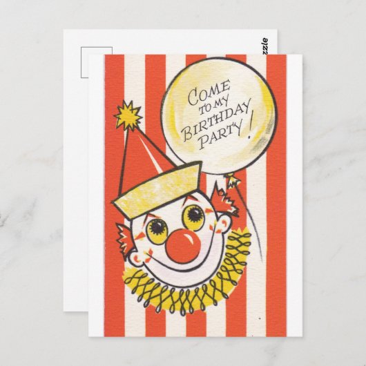 Klassieke Clown Komt Op Mijn Verjaardagsfeestje Briefkaart (Voorkant / Achterkant)