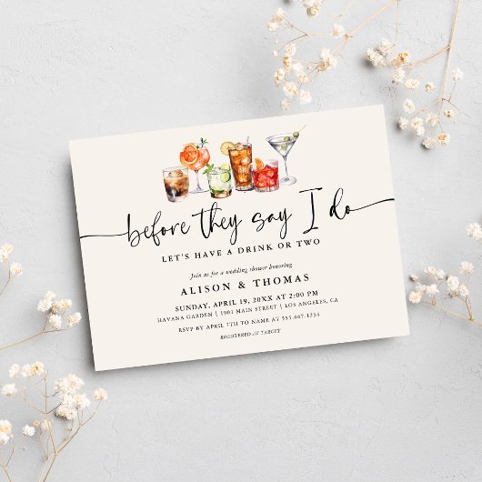 Klassieke Cocktail bruiloft douche | Verlovingsgro Kaart