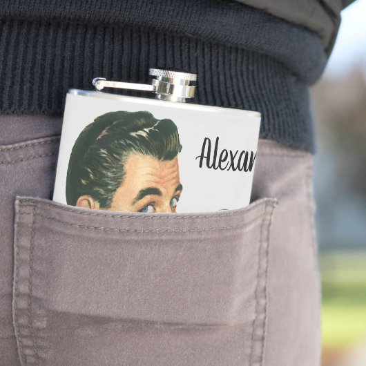 Klassieke Cocktails Dranken, Man Die Dranken Drink Heupfles (Voorbeeld)