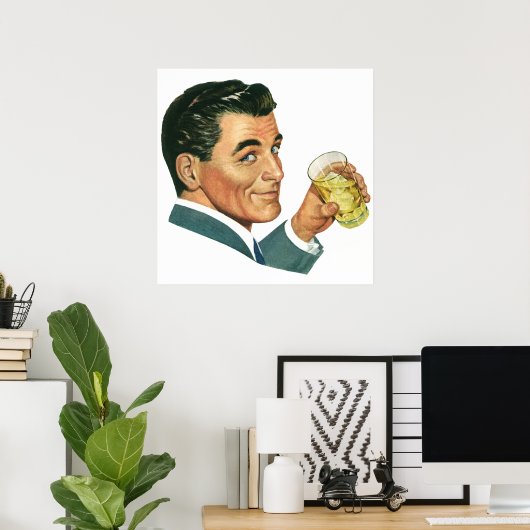 Klassieke Cocktails Dranken, Man Die Dranken Drink Poster (Thuiskantoor)