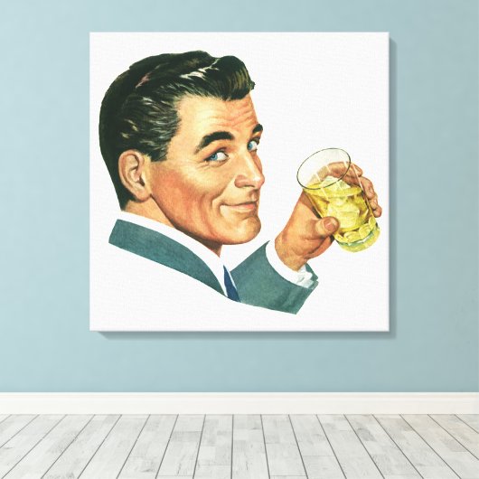 Klassieke Cocktails Dranken, Man Drinkt Dranken Canvas Afdruk (Insitu (Houten vloer))