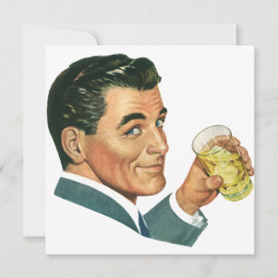 Klassieke Cocktails Dranken, Man Drinkt Uitnodigin Kaart