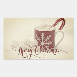 Klassieke Cocoa Prettig Kerstfeest Rechthoekige Sticker