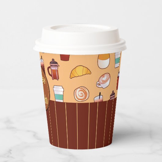 Klassieke coffeeshop en gebak papieren bekers (Links)