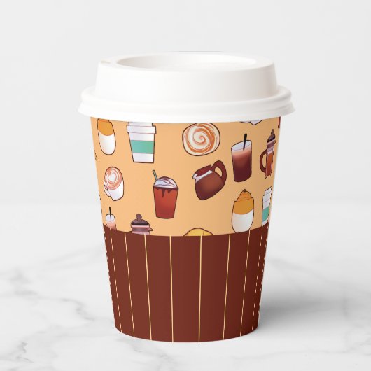 Klassieke coffeeshop en gebak papieren bekers (Achterkant)