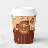 Klassieke coffeeshop en gebak papieren bekers (Voorkant)