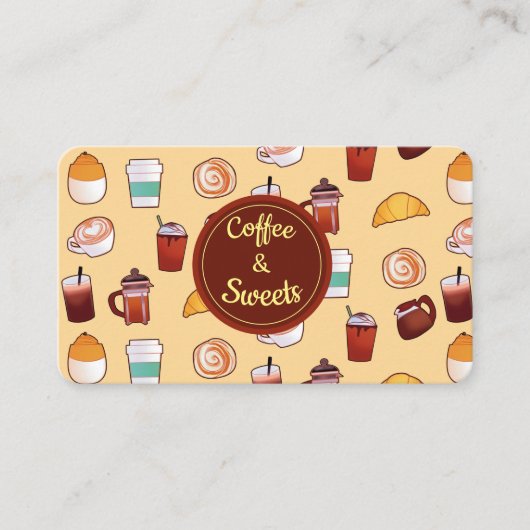Klassieke coffeeshop en gebak visitekaartje (Voorkant)