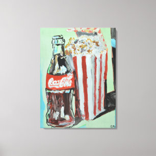 Klassieke Cola & Popcorn Film Snacks Stilleven Canvas Afdruk