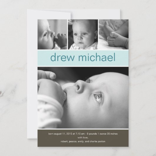 Klassieke collage Baby Foto geboorteaankondiging Aankondiging (Voorkant)