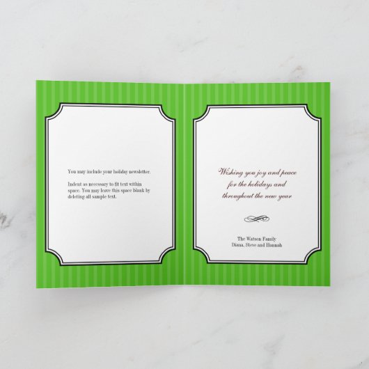 Klassieke collage groene strips kerstfoto feestdagen kaart (Binnen)