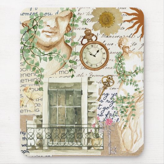  klassieke collage kunst Grieks beeld antiek Muismat (Voorkant)