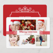 Klassieke collage Merry-kerstfoto-groet Feestdagenkaart (Voorkant / Achterkant)