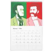 Klassieke componisten portretten, Cartoon stijl Kalender (Feb 2026)