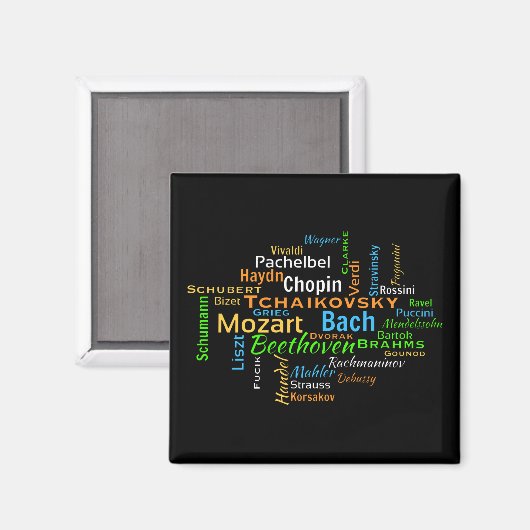 klassieke componisten Word Cloud Magneet (Voorkant / Achterkant)