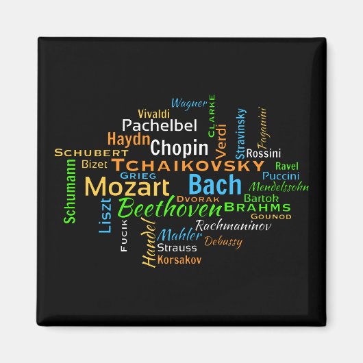 klassieke componisten Word Cloud Magneet (Voorkant)