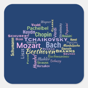 klassieke componisten Word Cloud Vierkante Sticker
