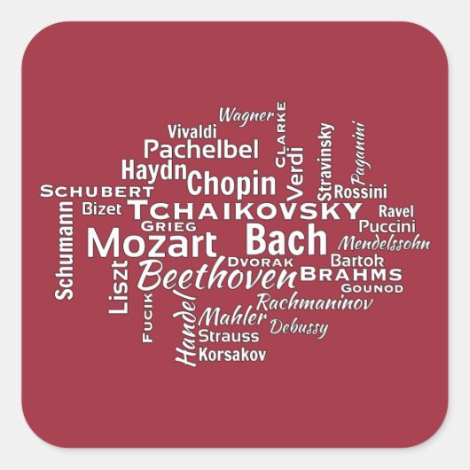 klassieke componisten Word Cloud Vierkante Sticker (Voorkant)