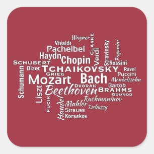 klassieke componisten Word Cloud Vierkante Sticker