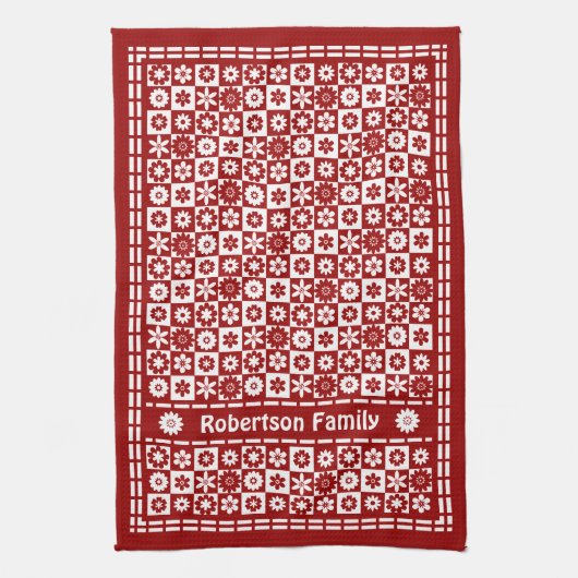 Klassieke controle van de Rood- en Wit-landklep Theedoek (Verticaal)