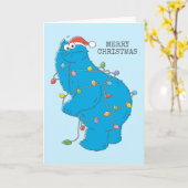 Klassieke Cookie Monster Kerstverlichting Kaart (Gele Bloem)