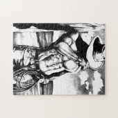 Klassieke Cool Hand-getekende Westerne Cowboy Art Legpuzzel (Horizontaal)