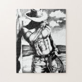 Klassieke Cool Hand-getekende Westerne Cowboy Art Legpuzzel (Verticaal)
