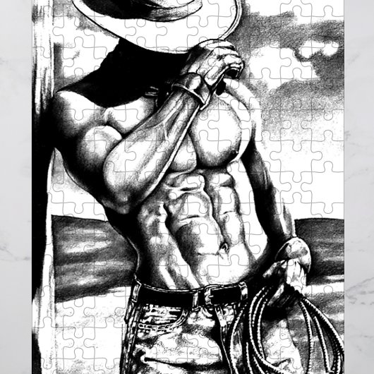 Klassieke Cool Hand-getekende Westerne Cowboy Art Legpuzzel