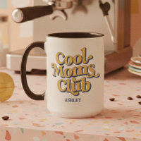Klassieke Cool Moms Club Blauw Geel Vintage Tekst