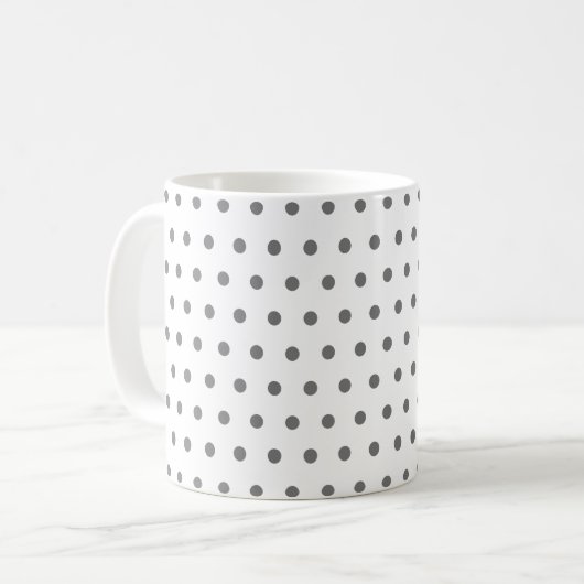 Klassieke Cool Retro Grijze Polka Dots op Wit Koffiemok (Voorkant links)