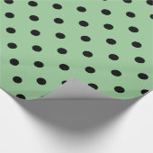Klassieke, coole, elegante zwarte, groene polka-st cadeaupapier (Hoek)