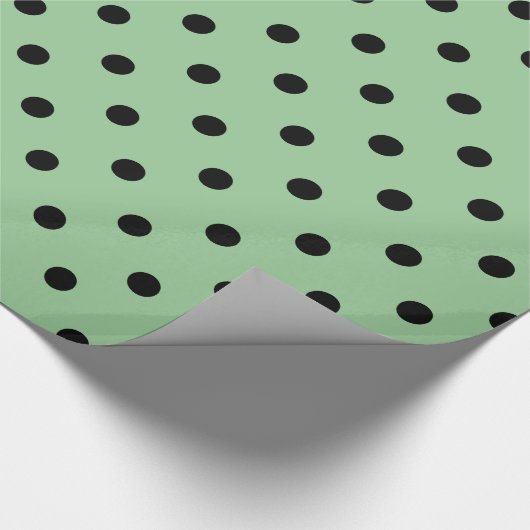 Klassieke, coole, elegante zwarte, groene polka-st cadeaupapier (Hoek)