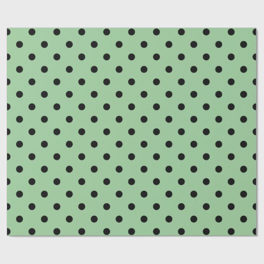 Klassieke, coole, elegante zwarte, groene polka-st cadeaupapier (Vlak)
