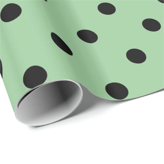 Klassieke, coole, elegante zwarte, groene polka-st cadeaupapier (Rol Hoek)