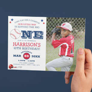 Klassieke Coole Honkbal Kids Foto Verjaardag Kaart