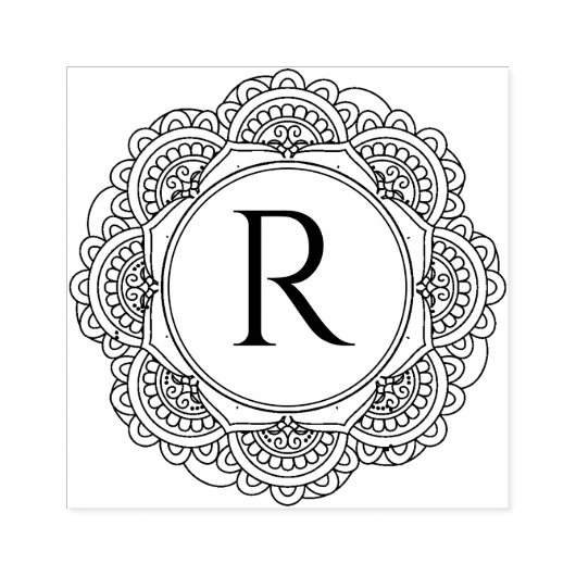 KLASSIEKE COOLE  MANDALA CUSTOM SCRIPT MONOGRAM RUBBERSTEMPEL (Afrduk)