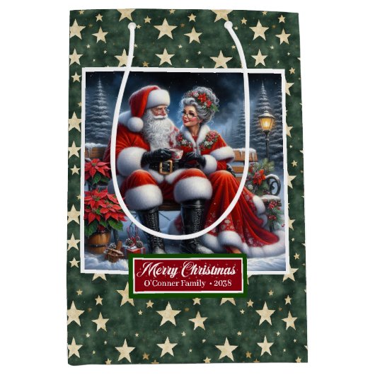 Klassieke Coolest Mrs Claus Kerstvakantie Medium Cadeauzakje (Voorkant)