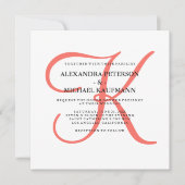 Klassieke Coral Monogram bruiloft Kaart (Voorkant)