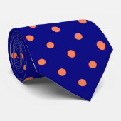 Klassieke Coral Polka Dots op Navy Stropdas (Opgerold)
