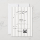 Klassieke Country Club Stripe QR Code Huwelijk RSV RSVP Kaartje (Voorkant)