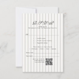 Klassieke Country Club Stripe QR Code Huwelijk RSV RSVP Kaartje