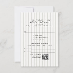 Klassieke Country Club Stripe QR Code Huwelijk RSV RSVP Kaartje